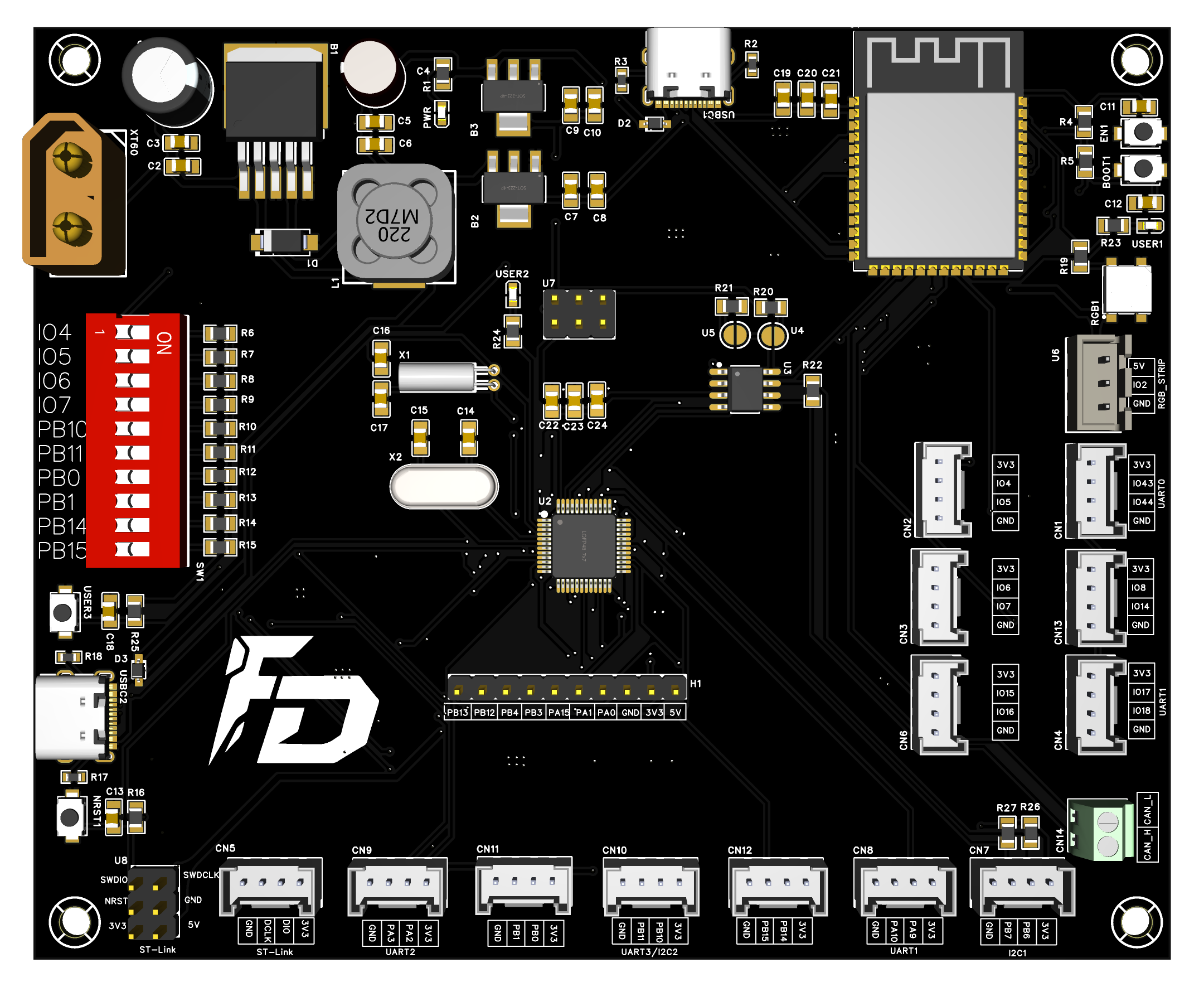 FusionDrive Core — Modular Robotics Controller prototype board